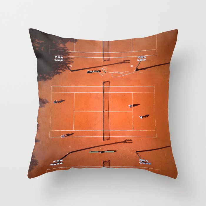 Tennis court orange Throw Pillow