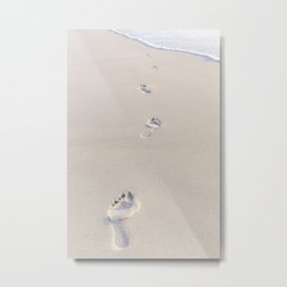 Step By Step Metal Print | Beach, Walk, Water, Abstract, Texture, Concept, Travel, Chic, Stylish, Sand 