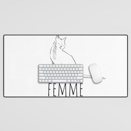 Femme Cat #Girlpower Lettering Drawing Desk Mat
