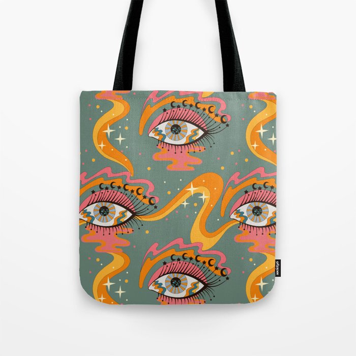 Cosmic Eye Retro 70s, 60s inspired psychedelic Tote Bag