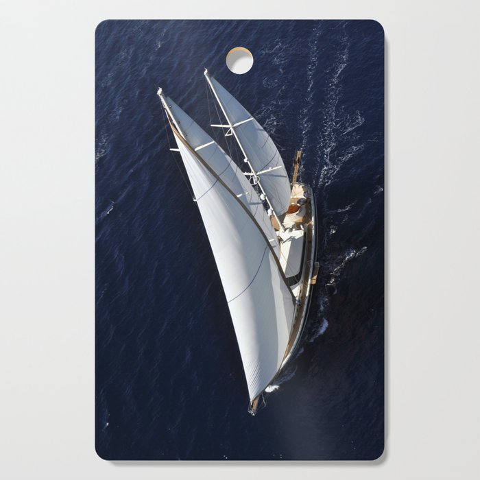 aerial photograph of luxury sailboat Cutting Board