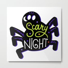 Happy Halloween Scary Night Spider Metal Print
