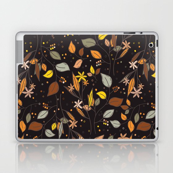 Autumn leaves, berries and flowers - fall themed pattern Laptop & iPad Skin