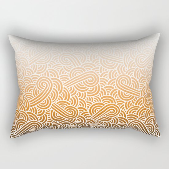 Ombre orange and white swirls doodles Rectangular Pillow