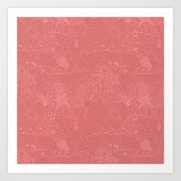 Polynesian Scenery Pink Art Print