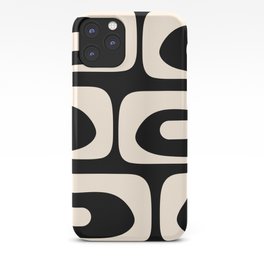 Mid Century Modern Piquet Abstract Pattern in Black and Almond Cream iPhone Case