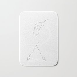 'REMINISCE', Dancer Line Drawing Bath Mat | Ballet, Arabesque, Illustration, Vector, Drawing, Linedrawing, Figurative, Dance, Minimal, Ink Pen 