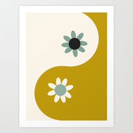 Yin Yang floral - earthy Art Print