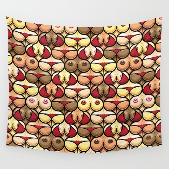 Funny and Sexy Tits and Bums Mix Seamless Pattern Design Wall