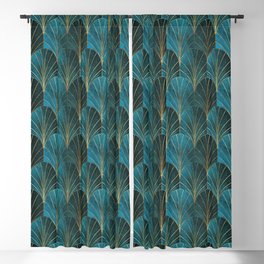 Art Deco Waterfalls // Ombre Teal Blackout Curtain