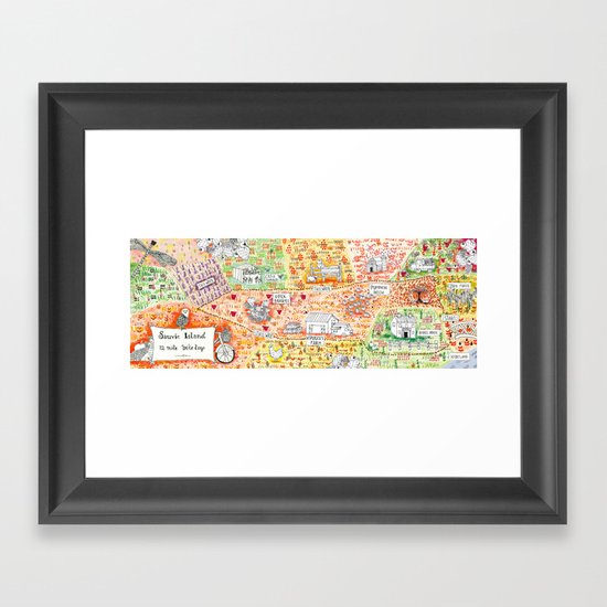 Sauvie Island Bike Loop Map Framed Art Print