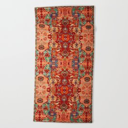 N260 - Bohemian Orange Floral Traditional Moroccan Style Beach Towel