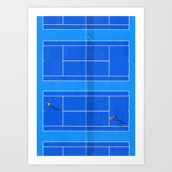 Blue Tennis Courts From Above  Art Print
