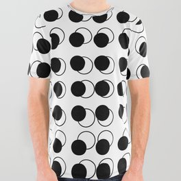 Modern Abstract Bubble Friends Black And White All Over Graphic Tee