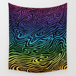 Liquid Rainbow Psychedelic Marble lines design. Digital Illustration background. Wall Tapestry