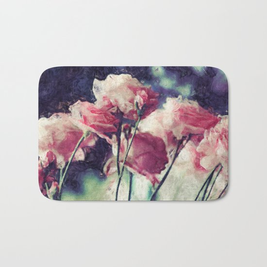 Pink Rose Flowers Bath Mat