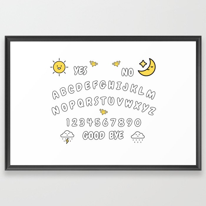 Ouija style nonverbal communication board Framed Art Print