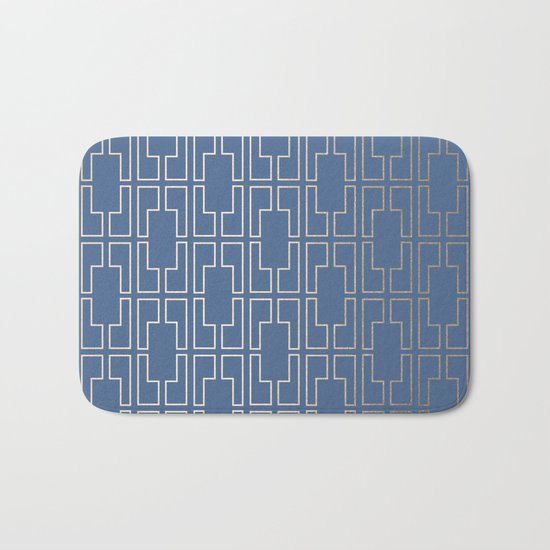 Simply Mid-Century in White Gold Sands and Aegean Blue Bath Mat
