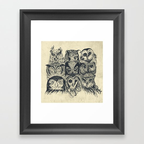 Nine Owls Framed Art Print