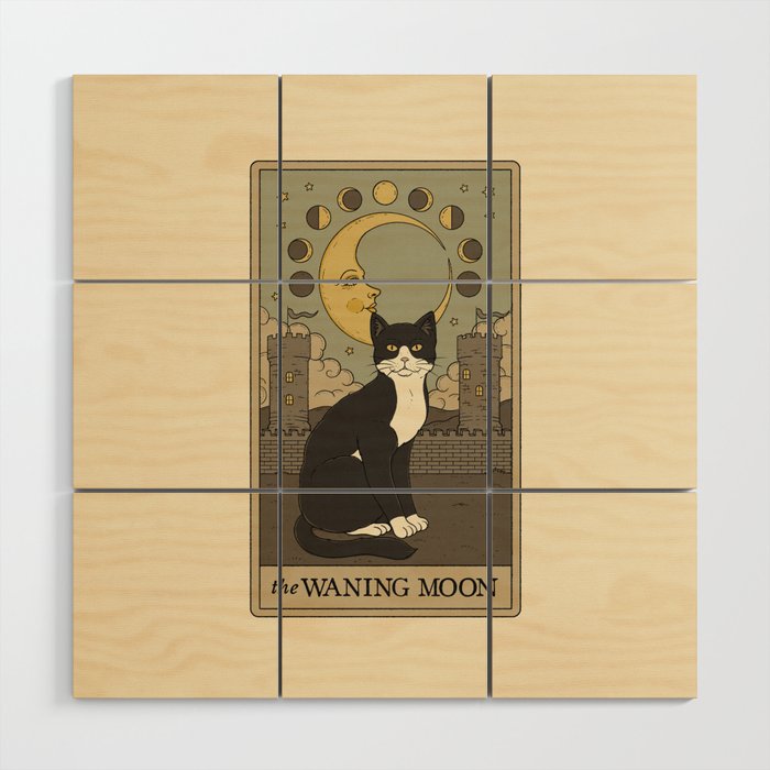 The Waning Moon Cat Wood Wall Art