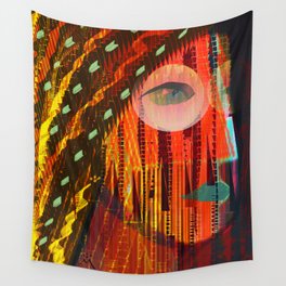 Scientific Researcher 1 Wall Tapestry | Pandemic, Concept, Vaccine, Painting, Face, Lab, Portrait, Handmade, Tribal, Futuristic 