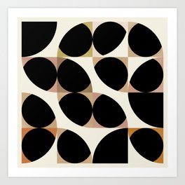 mid century black geometric shapes Art Print