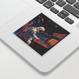 Astronaut Gamer in Space Arcade Sticker