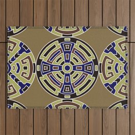 Semless background. Trendy color ethnic background with folk motifs. Seamless color background with ethnic motifs. Vintage texture.  Outdoor Rug