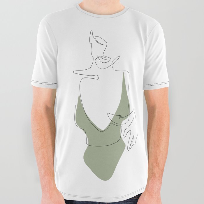 Olive Line All Over Graphic Tee