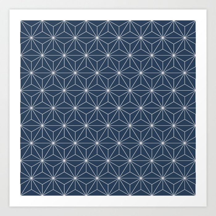 Geometric Stars pattern blue Art Print