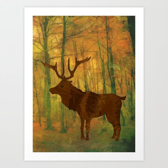 Deer in autumn Art Print