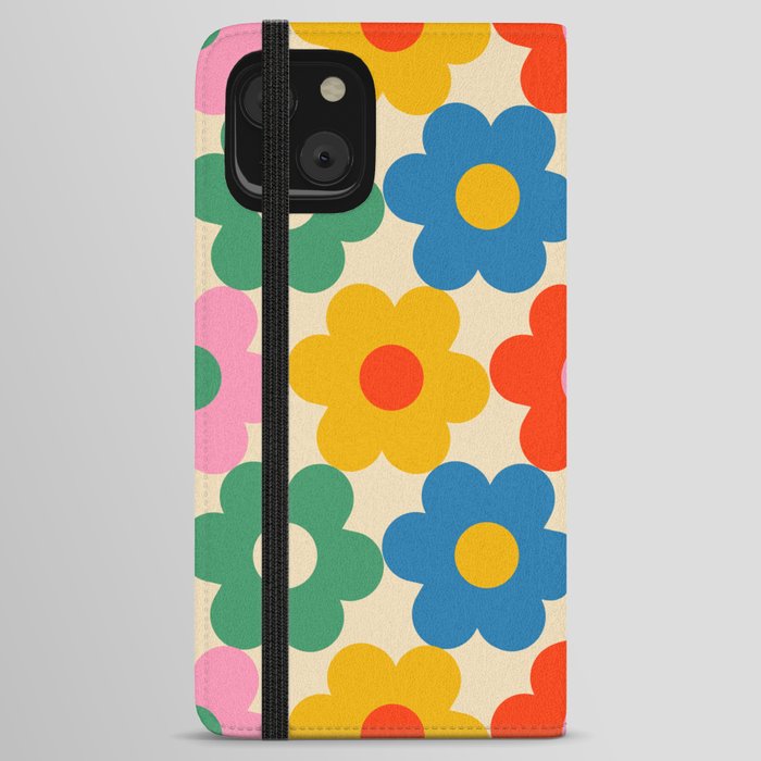 Little Flowers Colorful Floral Pattern in Rainbow Pop Colors 3 iPhone Wallet Case