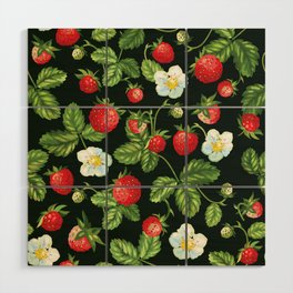Wild Strawberries... Beautiful Blossom, Sweet Red Berry And Leaves Wood Wall Art