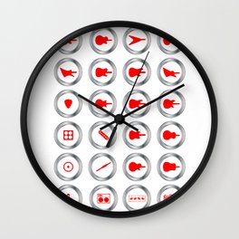 Guitar Shop Round Buttons Wall Clock