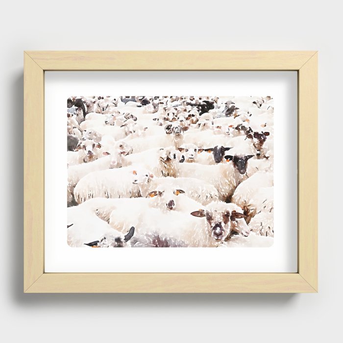 The Herd #watercolor #wildlife Recessed Framed Print