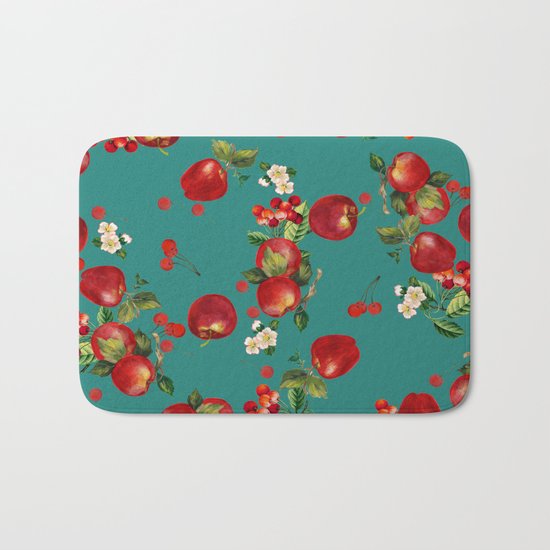 cherries and apples Bath Mat
