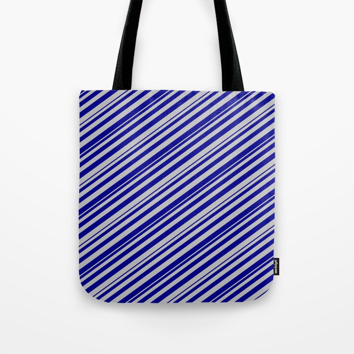 Dark Blue and Grey Colored Lines Pattern Tote Bag