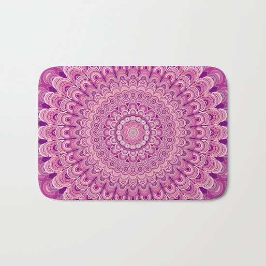 Pink flower mandala Bath Mat