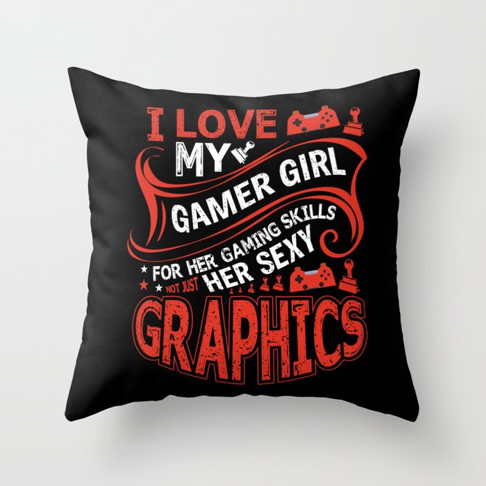 Funny Gamer Girlfriend Quote Vintage Throw Pillow