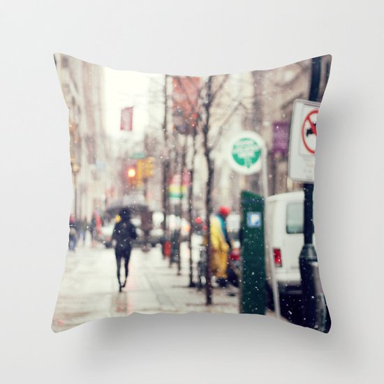 Snowing in the City Throw Pillow