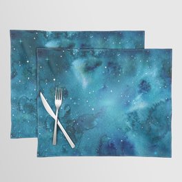 Blue Watercolor Galaxy Placemat