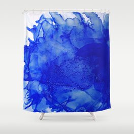 Blue abstract splash hand painted alcohol Ink texture Shower Curtain