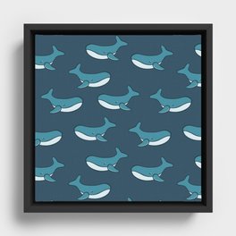 Whale illustration pattern Framed Canvas