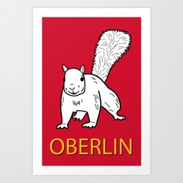 Cute Oberlin White Squirrel Illustration Art Print