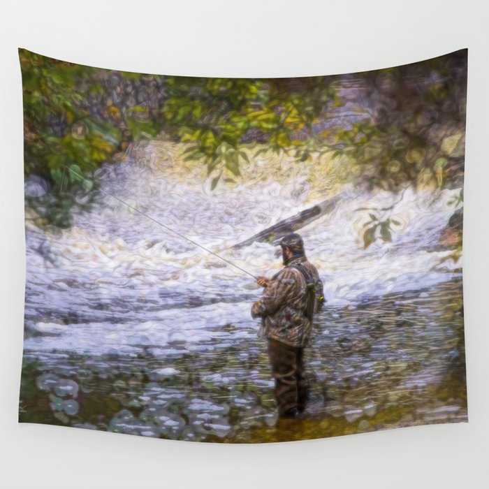 Trout fishing Wall Tapestry by Riverstone Gallery