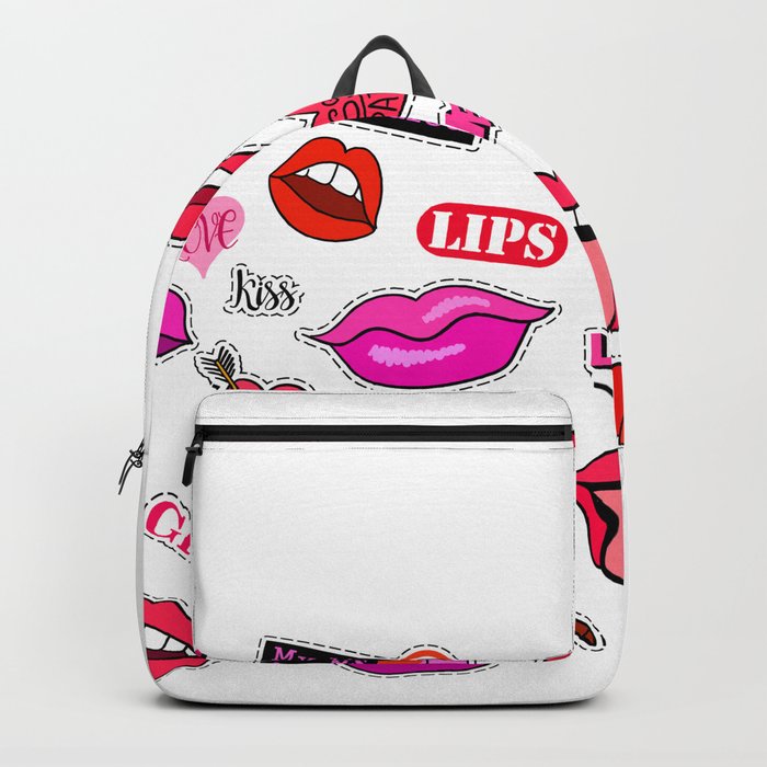 Lips of Love: High Fashion Fine Art with Fashion Patch Badges Set Backpack