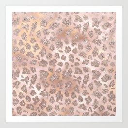 Rosegold Blush Leopard Glitter   Art Print