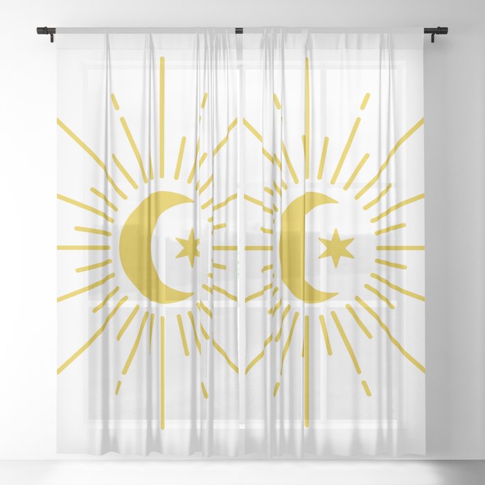 Minimalist Moon (gold) Sheer Curtain