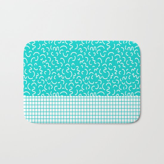 Hockney - Bright blue, memphis, 80s, 90s, swimming pool, summer turquoise design cell phone, phone Bath Mat