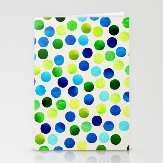 Watercolor Dots_Aqua by Jacqueline and Garima Stationery Cards